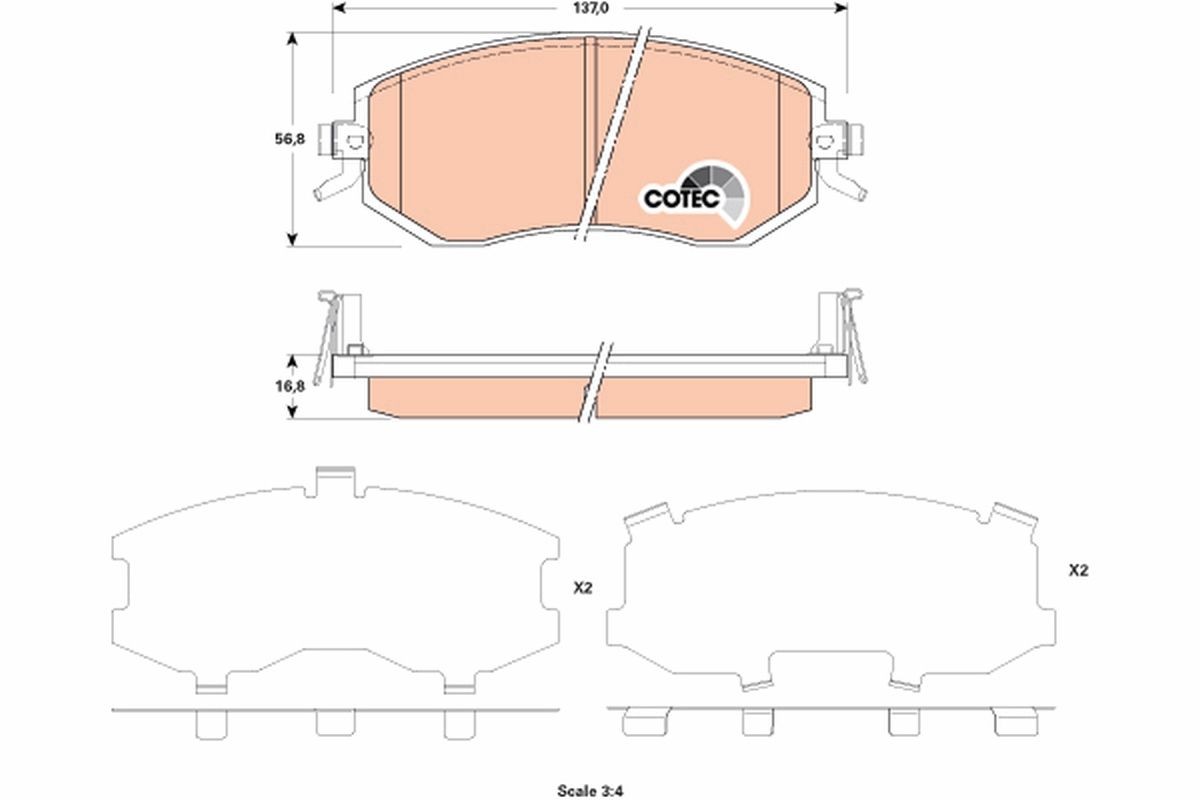 TRW Bremseklosser GDB3519 GDB3519 COTEC Sportsbremseklosser SUBARU FORESTER TRW