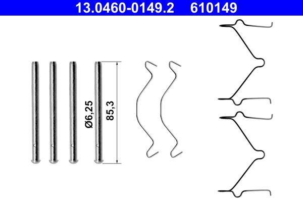 ATE Monteringssett, bremseklosser 13.0460-0149.2 Tibehørsett, skivebremse belegg ATE DEMIO 13.0460-0149.2 billige