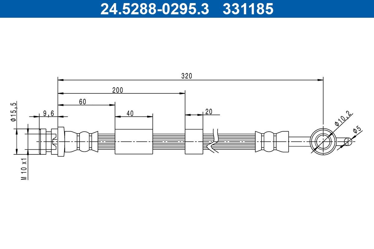 ATE Bremseslange 24.5288-0295.3 Bremseslanger ATE PREMACY 24.5288-0295.3 billig