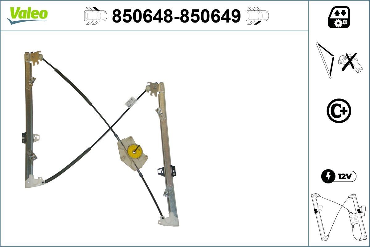 VALEO Stikla pacelšanas mehānisms 850648 Stikla pacēlāji Citroën RE_ 850648 VALEO