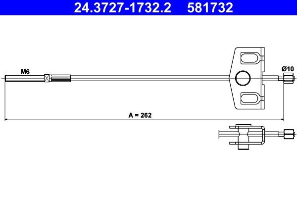 Tautrekk, håndbremse ATE 24.3727-1732.2 ATE 24.3727-1732.2 Bremsewire NISSAN QASHQAI 2016