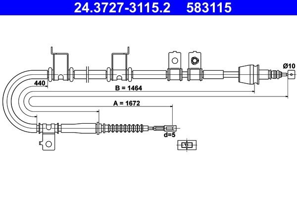 ATE Câble de frein à main 24.3727-3115.2 24.3727-3115.2 Câble de frein de stationnement HYUNDAI SONATA ATE