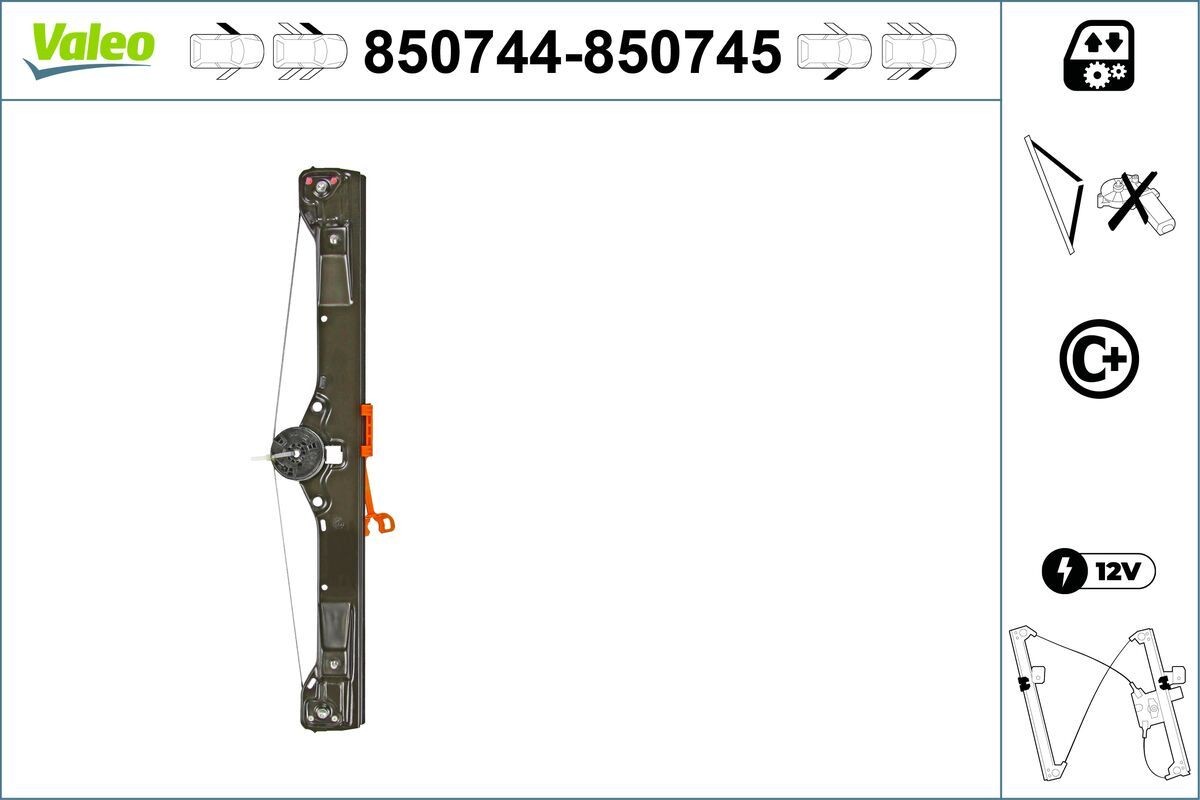 VALEO Mechanizmus zdvíhania okna 850744 Mechanizmus zdvíhania okná VALEO Fiat DOBLO 850744