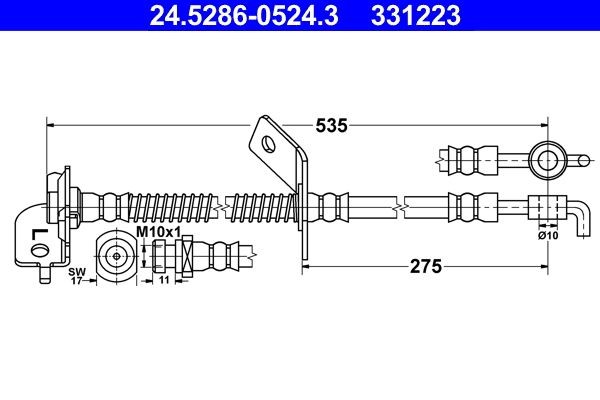 ATE Brzdová hadica 24.5286-0524.3 Brzdové hadičky ATE STONIC 24.5286-0524.3 lacné