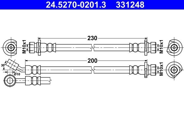 ATE Bremžu šļūtene 24.5270-0201.3 Bremžu šļūtenes ATE Honda ACCORD 24.5270-0201.3