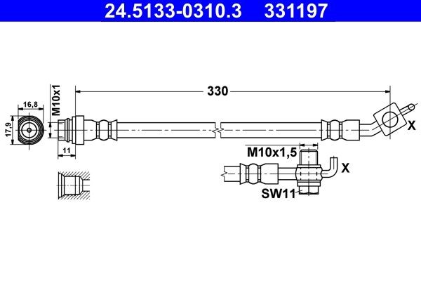 ATE Brake hose 24.5133-0310.3 VOLVO ATE brake hose 24.5133-0310.3