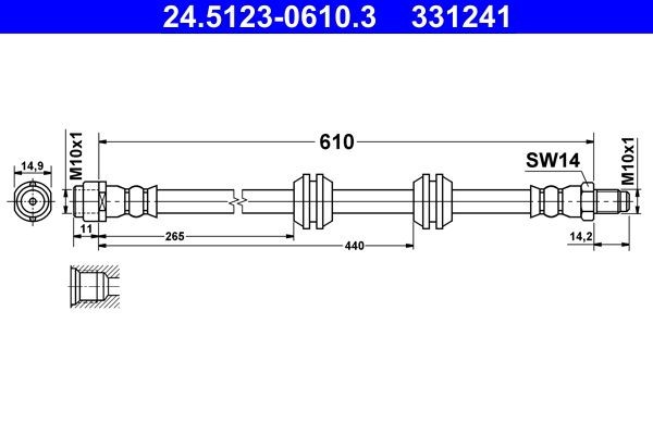 ATE Remslang 24.5123-0610.3 ATE 24.5123-0610.3 Remslangen GTC4 Lusso prijs