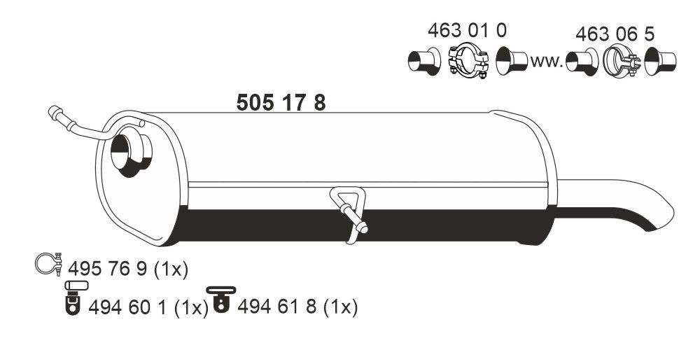 ERNST Koncový tlmič výfuku 505178 505178 Zadný tlmič výfuku CITROËN ZX ERNST