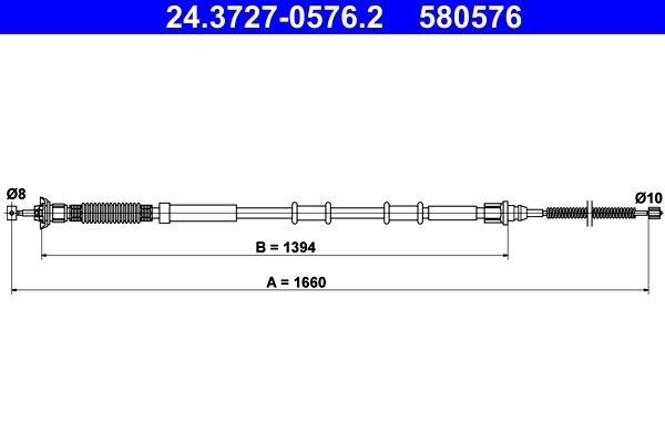 ATE Żażné lanko parkovacej brzdy 24.3727-0576.2 ATE 24.3727-0576.2 Parkovacia brzda Fiat Punto mk3 199 lacné