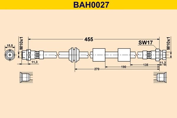 Barum Bremseslange BAH0027 Bremseslanger Barum C4 BAH0027 billig