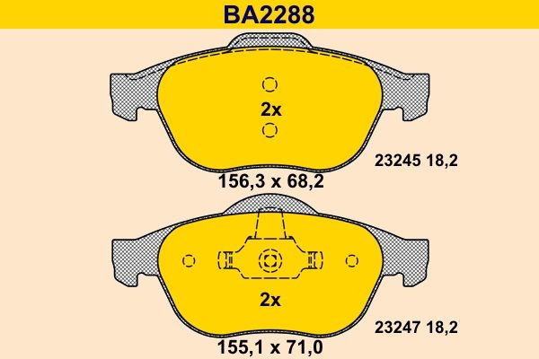 Barum Kit pastiglie freni BA2288 BA2288 Pastiglie dei freni Barum ALFA ROMEO 156 costo