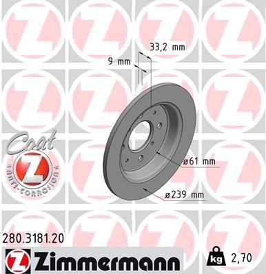 ZIMMERMANN Piduriketas 280.3181.20 ZIMMERMANN 280.3181.20 Sport pidurikettad Honda Jazz 4 hind