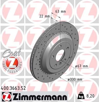 Brake disc ZIMMERMANN 400.3663.52 ZIMMERMANN 400.3663.52 Brake discs Mercedes GL 2009
