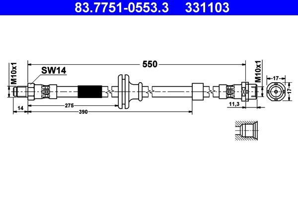 ATE Remslang 83.7751-0553.3 ATE 83.7751-0553.3 originele Remslang BMW E83 kosten
