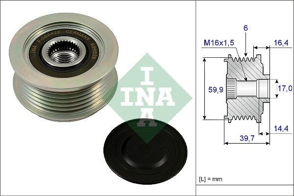 INA Alternator Freewheel Clutch 535 0241 10 INA 535 0241 10 HYUNDAI i10 II Cargo (BA, IA) alternator parts replacement