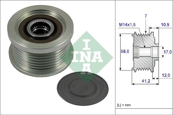 Roda livre do alternador INA 535 0232 10 INA 535 0232 10 Polia do alternador TOYOTA AURIS 2007