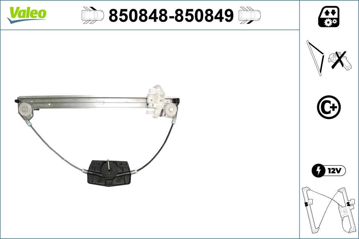 VALEO Fönsterhiss 850848 VALEO 850848 Fönsterhiss PEUGEOT 406 bak/fram + vänster/höger