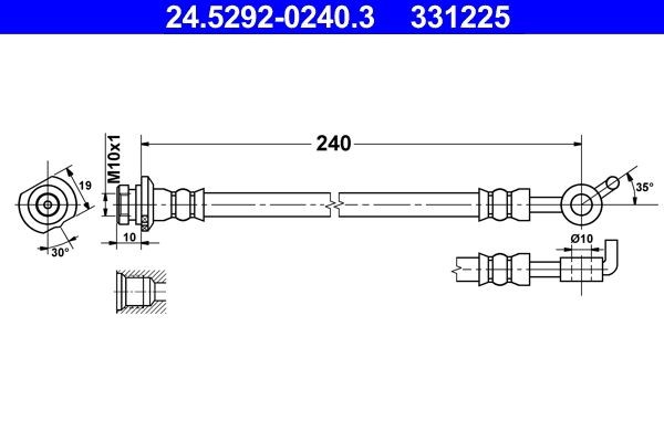 ATE Bremseslange 24.5292-0240.3 Bremseslange ATE Nissan PRIMASTAR 24.5292-0240.3