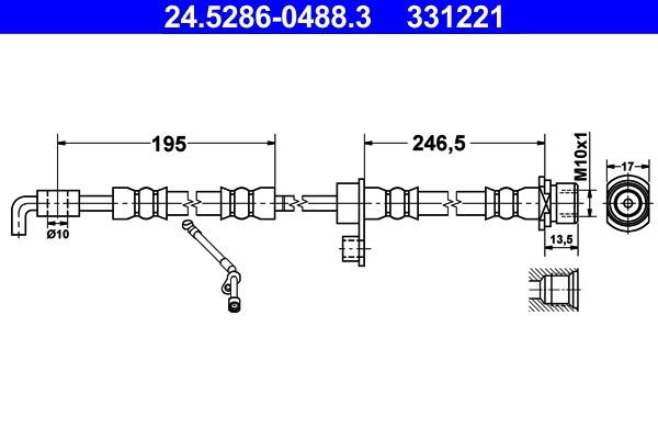 ATE Bremseslange 24.5286-0488.3 Bremseslange ATE PROACE VERSO 24.5286-0488.3 billige