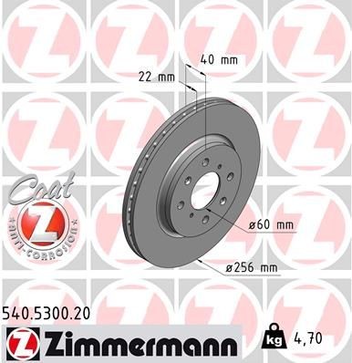 ZIMMERMANN Remschijf 540.5300.20 Suzuki SX4 Sportremschijven ZIMMERMANN COAT Z 540.5300.20