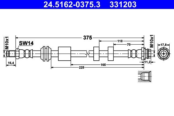 ATE Flexible de frein 24.5162-0375.3 ATE 24.5162-0375.3 Durite de frein VOLVO S60 II Cross Country (134) pas cher