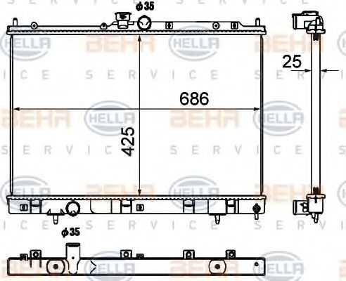 HELLA Engine radiator 8MK 376 790-361 MITSUBISHI L400 HELLA radiator 8MK376790361