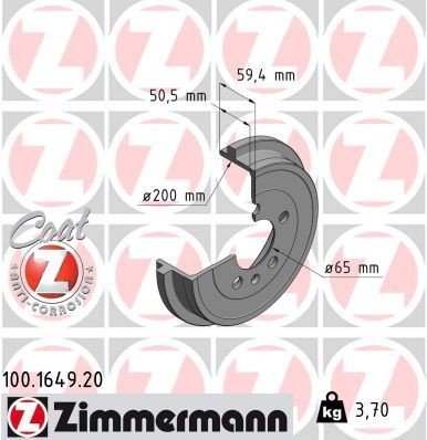 ZIMMERMANN Bremsetrommel 100.1649.20 Bremsetrommel ZIMMERMANN GLK 100.1649.20 billige
