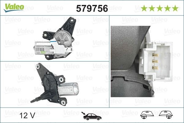 VALEO Pyyhkijän moottori 579756 579756 VALEO Takalasin pyyhkimen moottori JEEP COMPASS