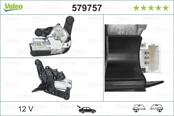 VALEO Vindrutetorkarmotor 579757 VALEO 579757 Torkarmotor Citroën C3 Picasso bak och fram
