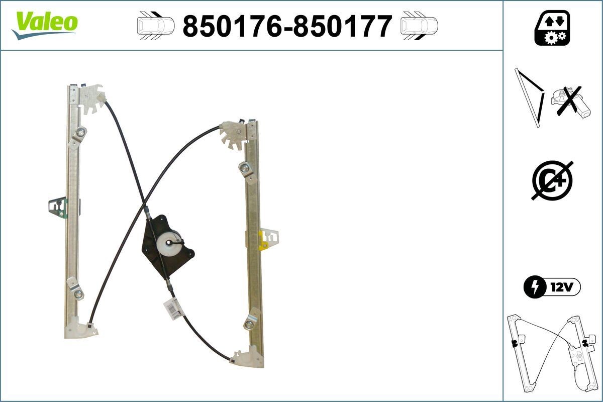 VALEO Γρύλος παραθύρου 850176 Μηχανισμός παραθύρου Fiat 183 850176 VALEO