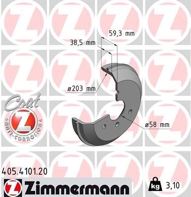 ZIMMERMANN Bremsetromle 405.4101.20 Tromlebremser ZIMMERMANN Skoda YETI COAT Z 405.4101.20