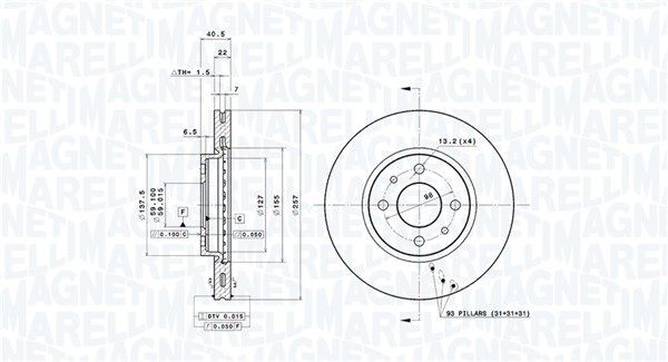 MAGNETI MARELLI Disco freno 360406029401 360406029401 costo Dischi freno sportivi FIAT GRANDE PUNTO MAGNETI MARELLI