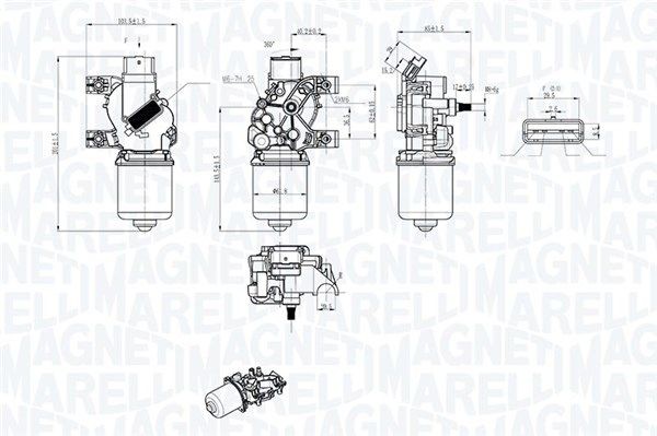 MAGNETI MARELLI Viskermotor 064043803010 Bagrudevisker motor MAGNETI MARELLI TRAFIC 064043803010 billig