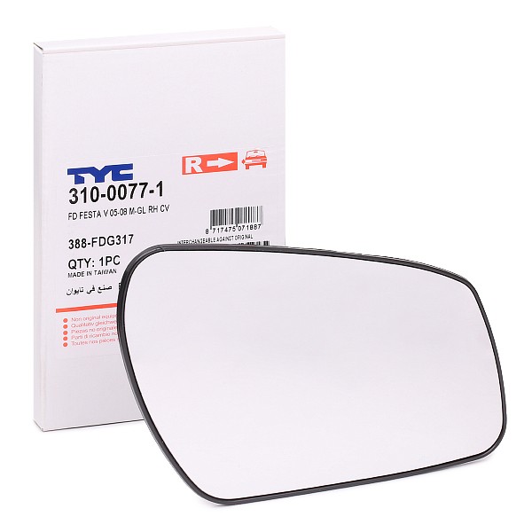 TYC Κρύσταλλο καθρέφτη, εξωτ. καθρέφτης 310-0077-1 TYC 310-0077-1 Καθρέπτης Ford Fiesta V Hatchback τιμες
