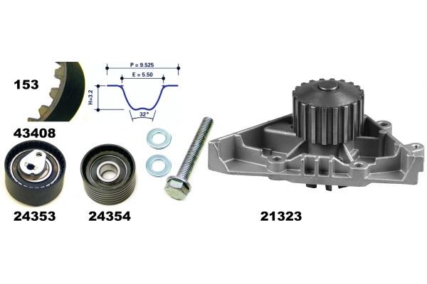 MAPCO Kit cinghia distribuzione, pompa acqua 41408 Costo Kit cinghia di distribuzione e pompa acqua MAPCO PEUGEOT 41408