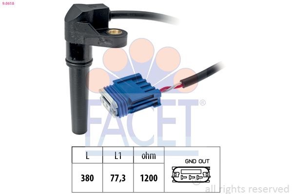 FACET Toerentalsensor, automatische aandrijving 9.0618 Jaguar XJ Toerentalsensor versnellingsbak FACET 9.0618