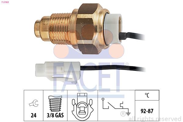 FACET Θερμικός διακόπτης, βεντιλατέρ ψυγείου 7.5163 FACET Βαλβίδα θερμοκρασίας βεντιλατερ DAIHATSU 7.5163
