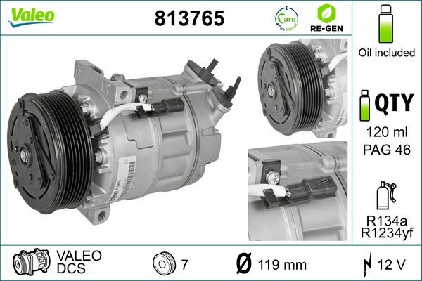 VALEO AC-kompressor 813765 AC pumpe VALEO Nissan X-TRAIL 813765