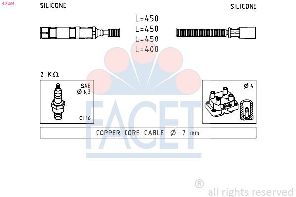 FACET Sada zapaľovacích káblov 4.7234 Zapaľovacie káble MERCEDES-BENZ FACET 4.7234