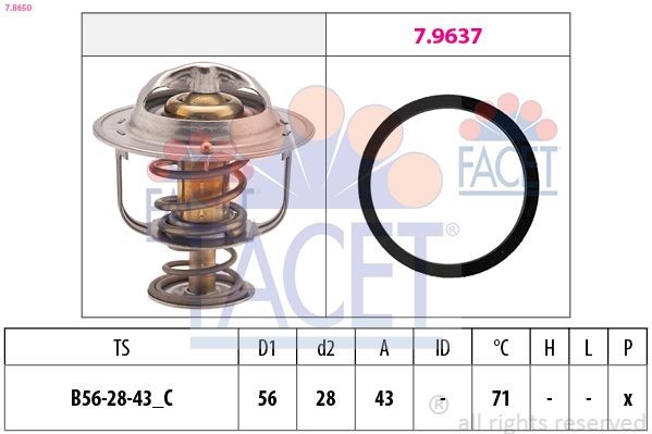 FACET Termostato motore 7.8650 7.8650 costo Termostato refrigerante RENAULT MEGANE FACET