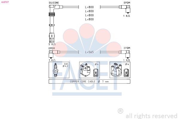 FACET Bougiekabels 4.8737 Bobine, kabel FACET TOURAN 4.8737 goedkoop