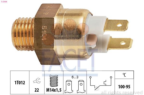 FACET Temperaturkontakt, kølerventilator 7.5104 FACET 7.5104 Volvo XC90 II Temperaturkontakt kølerventilator pris