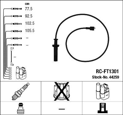 NGK Bougiekabels 44259 Alfa Romeo ALFETTA Bougiekabel NGK 44259