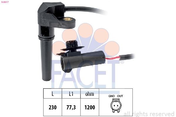 FACET Rotācijas frekvences devējs, Automātiskā pārnesumkārba 9.0617 FACET Ātrums sensors PORSCHE 9.0617