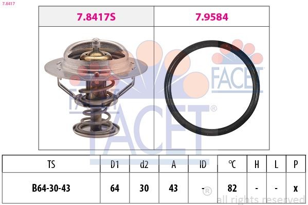 FACET Termostat, kølemiddel 7.8417 7.8417 Motor termostat KIA NIRO FACET