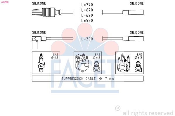 FACET Sytytysjohtosarja 4.8780 4.8780 FACET Sytytysjohto Peugeot 806 hinta