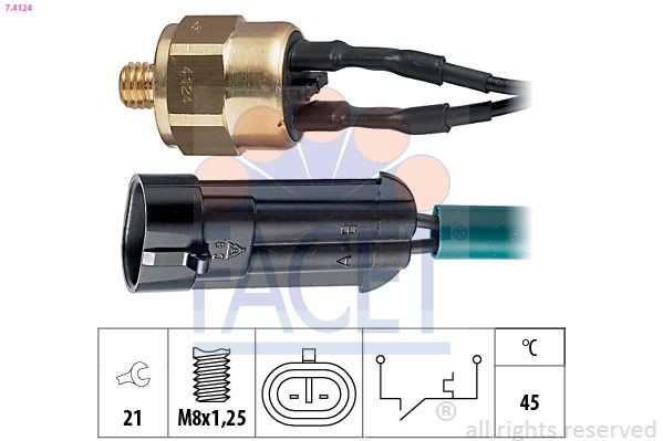 FACET Interruptor de temp., luz avisadora líquido de refrigeração 7.4124 Interruptor de temperatura ventilador do radiador FACET Classe G 7.4124 baratos