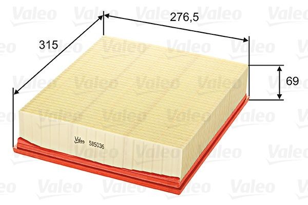VALEO Filtro aria 585036 585036 costo Filtro aria MERCEDES-BENZ GLS VALEO