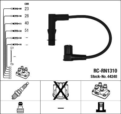 Süütesüsteemikomplekt NGK 44248 NGK 44248 RENAULT LAGUNA 2003 Küünlajuhtmed