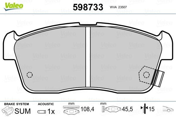 VALEO Remblokken 598733 Subaru IMPREZA Race-remblokken VALEO 598733